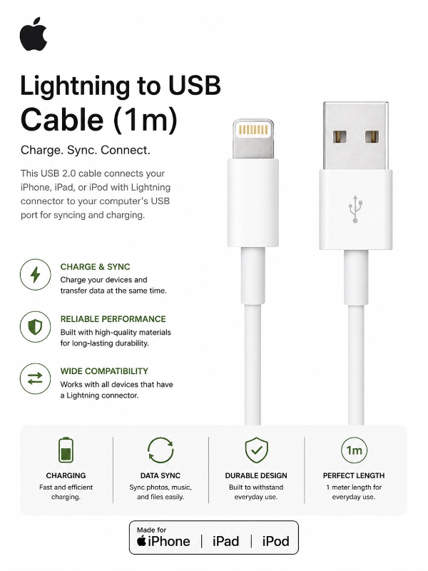 Apple Lightning to USB Cable (1 Meter)