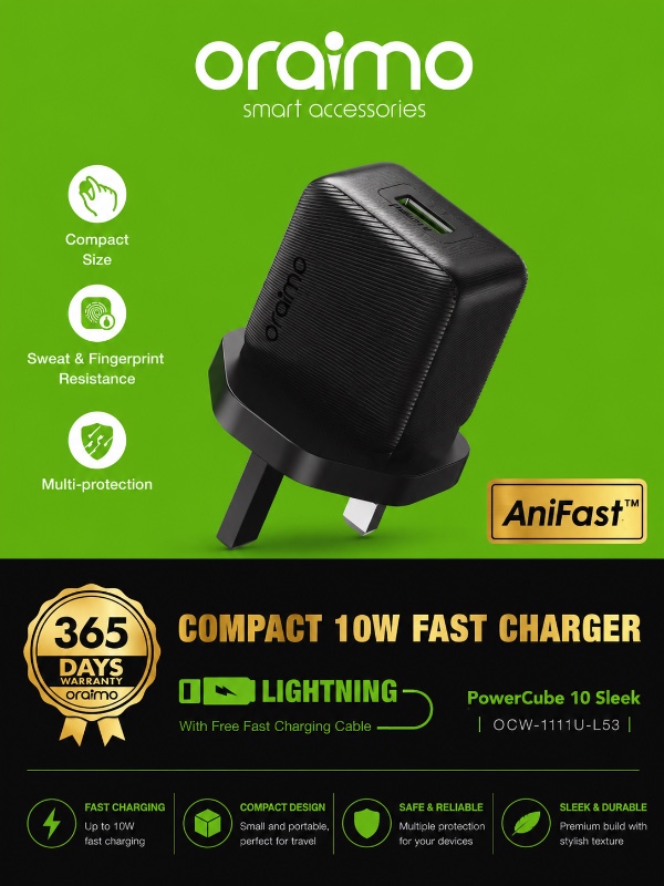 oraimo PowerCube 10 Sleek Fast Charger