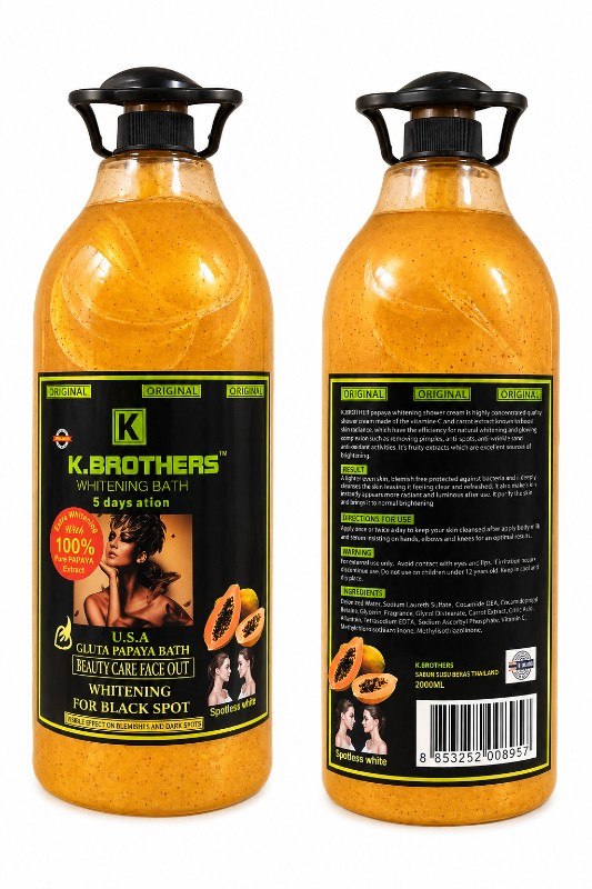 K.Brothers Papaya Whitening Bath Shower Gel, Gluta Papaya Extract, Dark Spot Remover Body Wash 2000ml