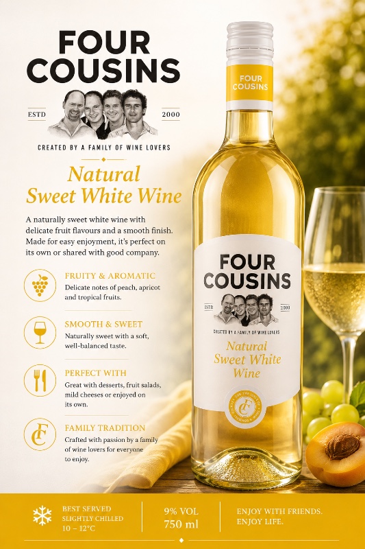 Four Cousins Natural Sweet White Wine 